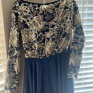 Blue and gold evening dress